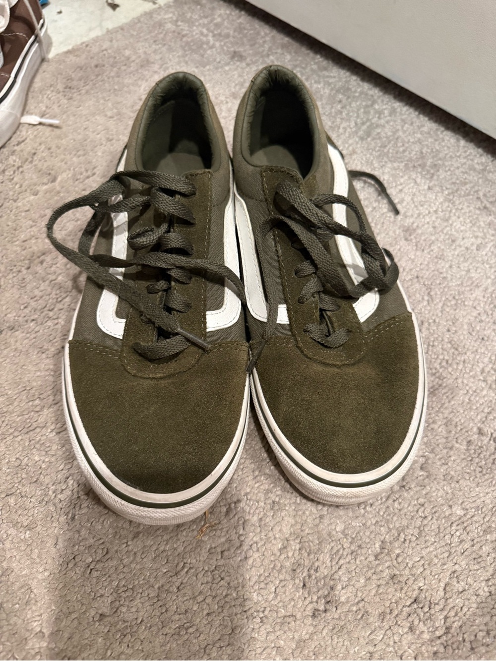 Vans Old Skool Low-Top Sneakers in Olive Green with White Stripe